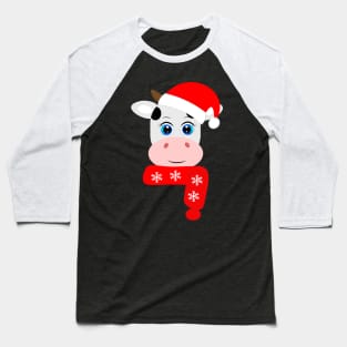 Cow Reindeer Hat Santa Christmas Lights Baseball T-Shirt